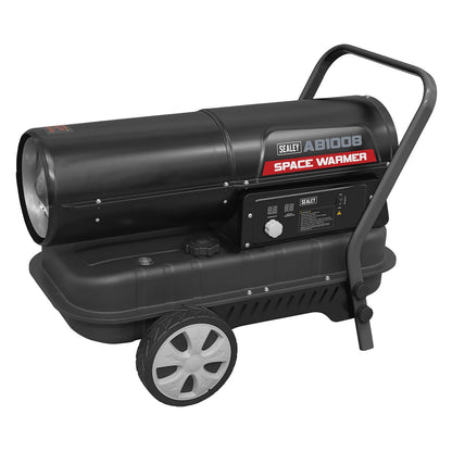 Sealey AB1008 Space Warmer Kerosene/Diesel Heater with Wheels 100,000Btu/hr | 100,000Btu/hr(30kW), 230V~50Hz, Thermostat, Wheels