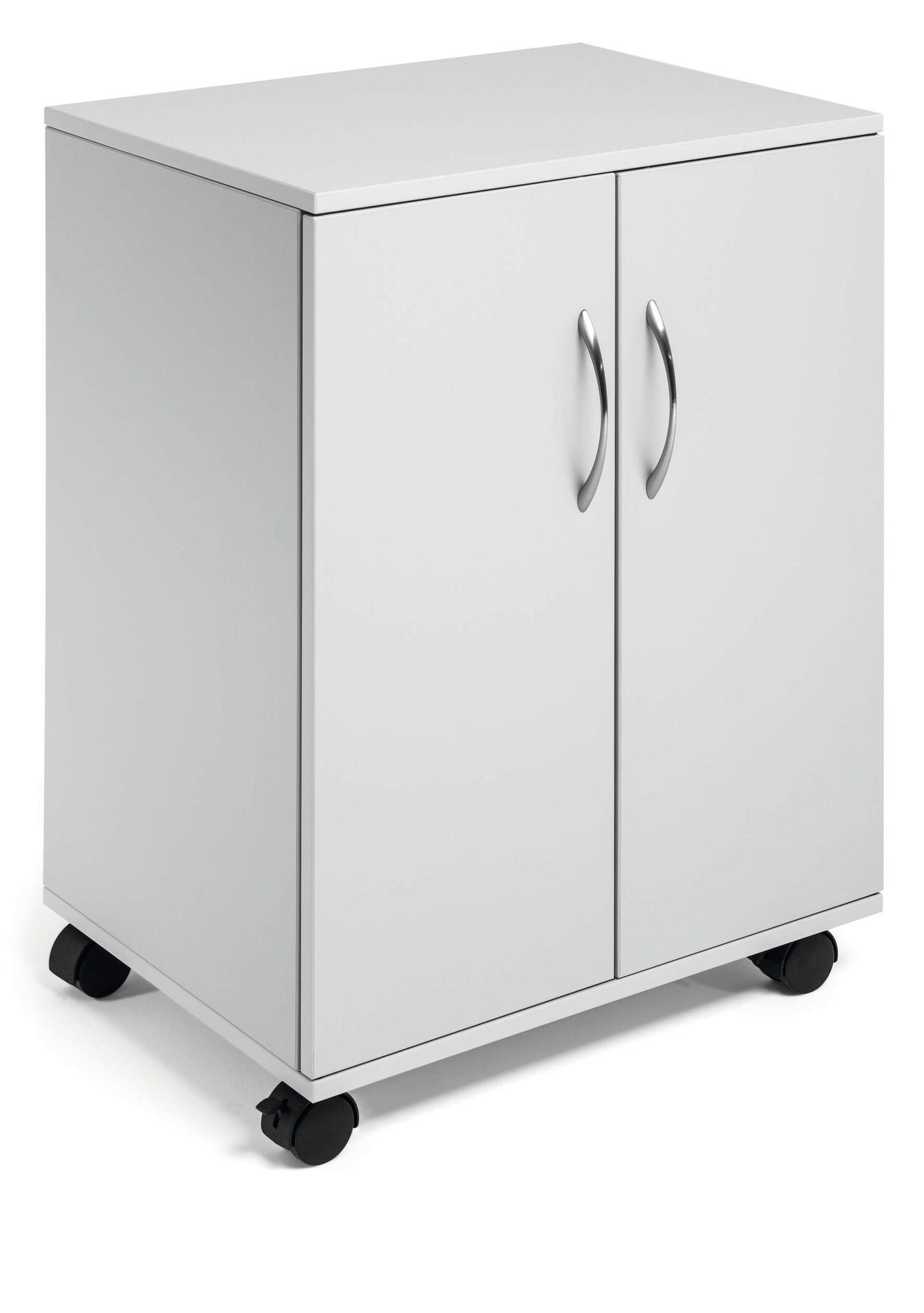 Durable 2 Door Office Filing Storage Trolley on Wheels | 75cm Grey