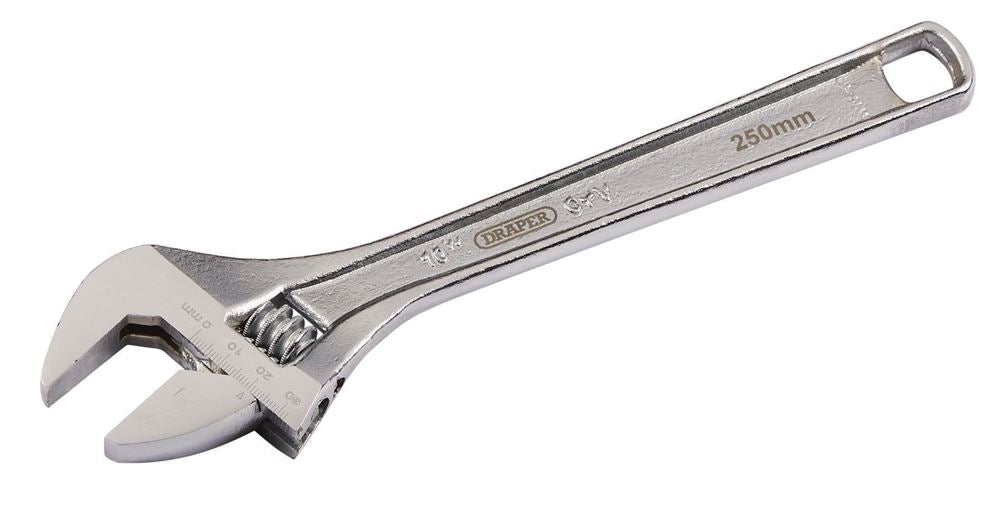 70398 Draper Adjustable Wrench, 250mm, 31mm 371CP Spanner/Wrench Adjustable Wrenches Professional Trade DIY Workshop Garage Use