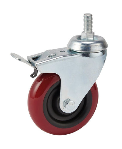 Draper PU CASTOR BOLT/BK.-100MM DIA 65521 Polyurethane Wheeled Swivel Bolt Castors with Brake