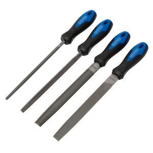 Draper SET OF 4 200MM FILES & HANDLES 44962 44962 Soft Grip Engineer's File Set, 200mm (4 Piece)