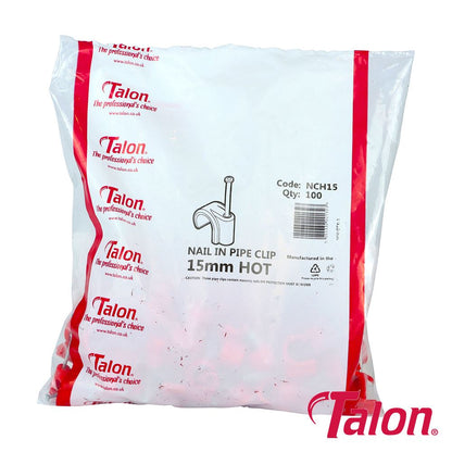 TIMCO Nail In Pipe Clip - Red 15mm Red Pack 100