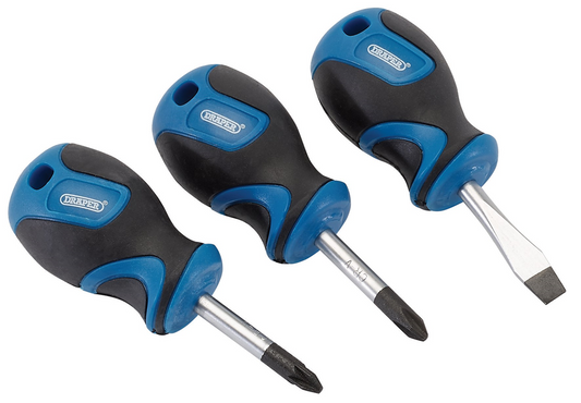 Draper 3PC S/GRIP STUBBY S.DRIVER SET 32604 Stubby Soft Grip Screwdriver Set (3 Piece)