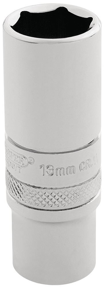 Draper 13 MM DEEP SOCKET 1/4 DR-PCKD 32762 1/4" Sq. Dr. Metric Deep Sockets (Polished Chrome)