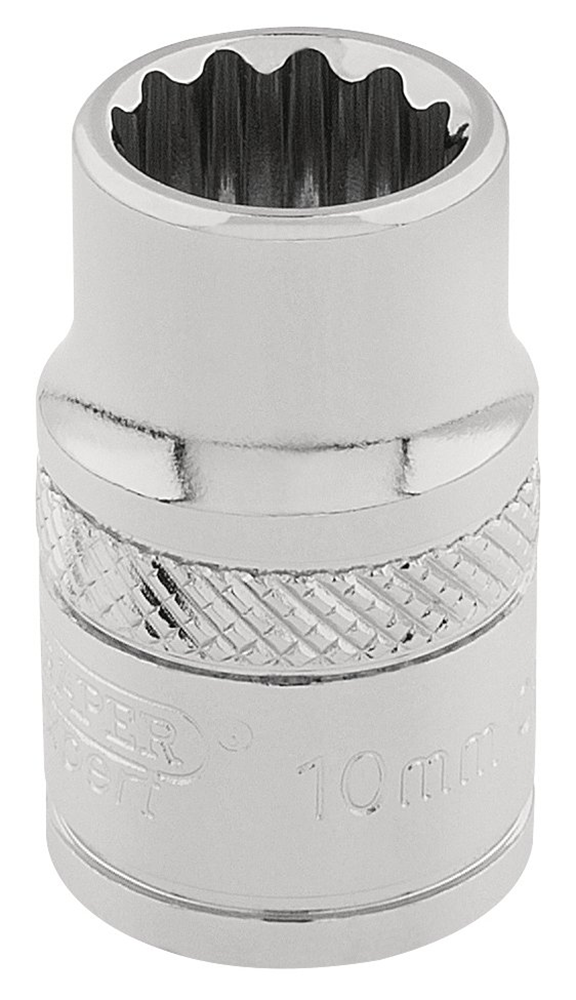 Draper 10MM 12POINT SOCKET 3/8DR-PCKD 32770 3/8" Sq. Dr. Metric Sockets (Polished Chrome)