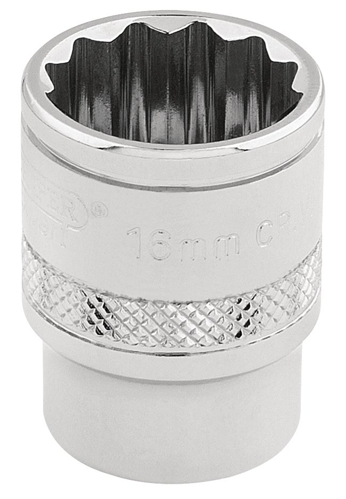 Draper 16MM 12POINT SOCKET 3/8DR-PCKD 32780 3/8" Sq. Dr. Metric Sockets (Polished Chrome)