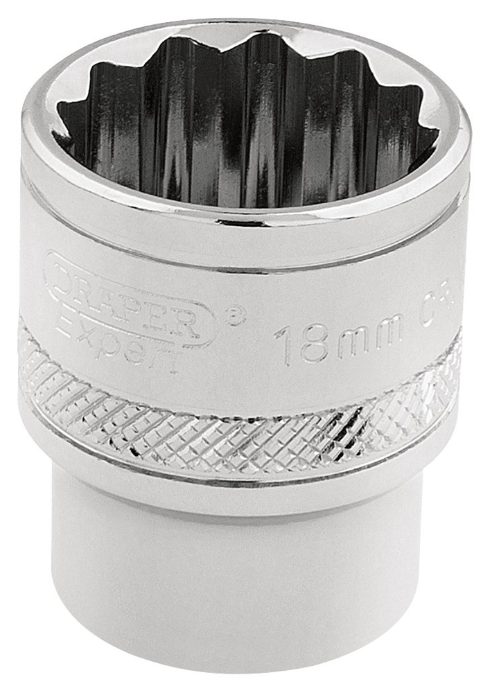 Draper 18MM 12POINT SOCKET 3/8DR-PCKD 32786 3/8" Sq. Dr. Metric Sockets (Polished Chrome)