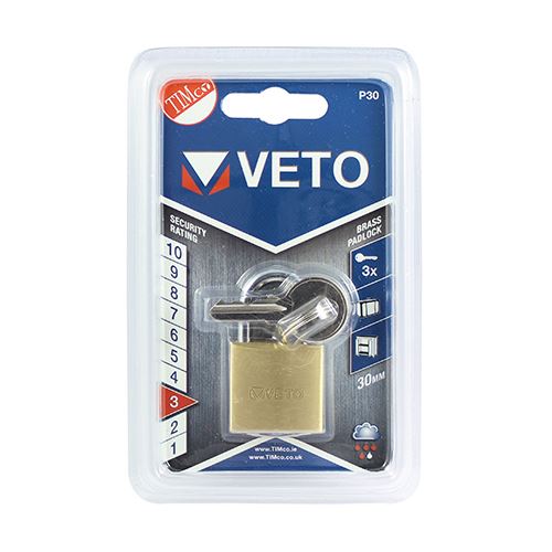 TIMCO Brass Padlock 30mm Pack 1