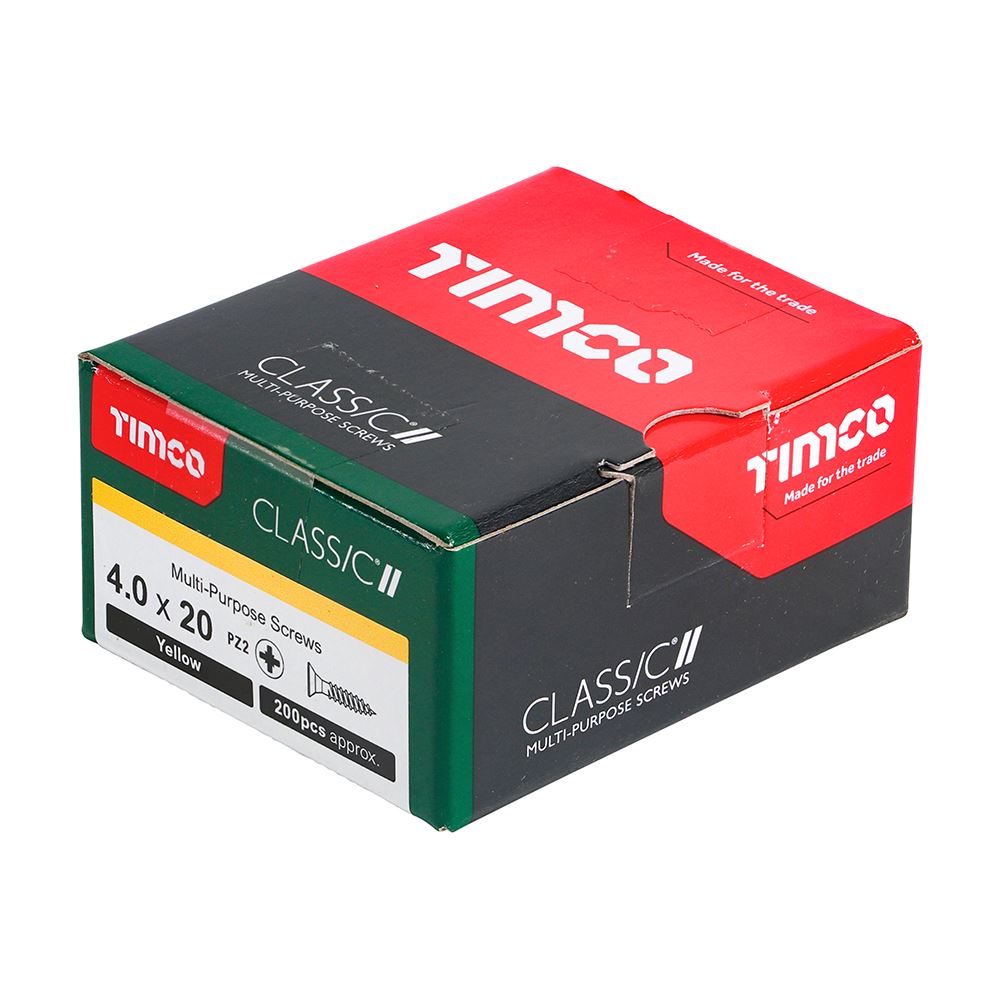 TIMCO Classic Screw PZ2 CSK ZYP 4.0 x 20 Gold Pack 200
