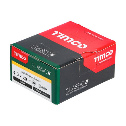 TIMCO Classic Screw PZ2 CSK ZYP 4.0 x 20 Gold Pack 200