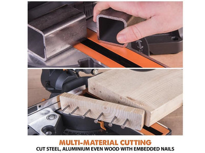 EVL R210SMS+ Pro Multi-Material Sliding Mitre Saw 210mm 1500W 110V
