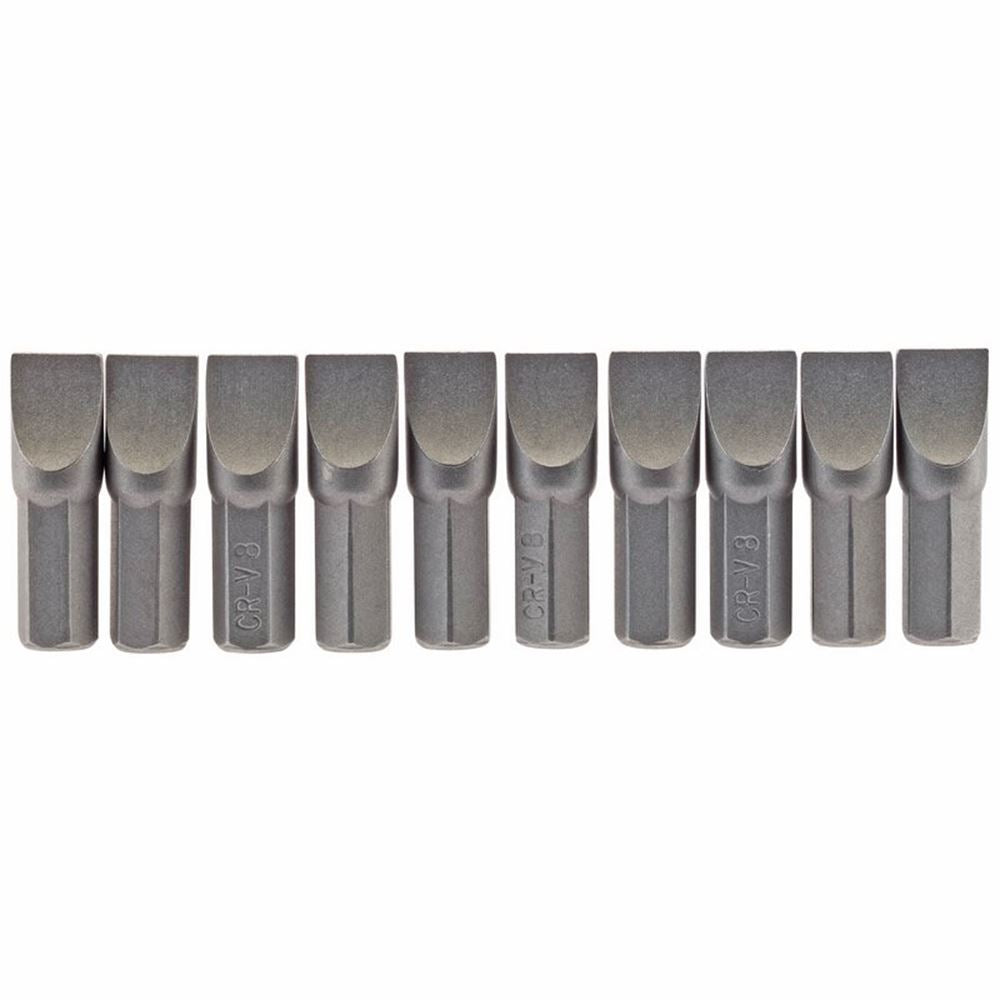 Draper 10PC 25MM 8.0MM P.SLOT.S/D BIT 64046 1/4" Hex. Plain Slot E Shank Insert Bits