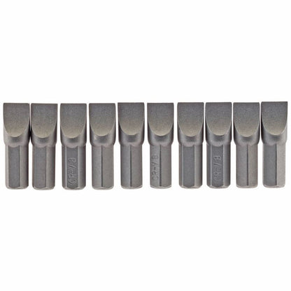 Draper 10PC 25MM 8.0MM P.SLOT.S/D BIT 64046 1/4" Hex. Plain Slot E Shank Insert Bits