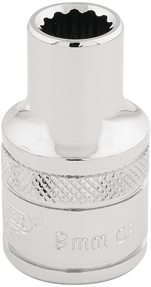 Draper 9MM 12PT SOCKET 1/2DR PCKD 33089 1/2" Sq. Dr. Metric Sockets (Polished Chrome)