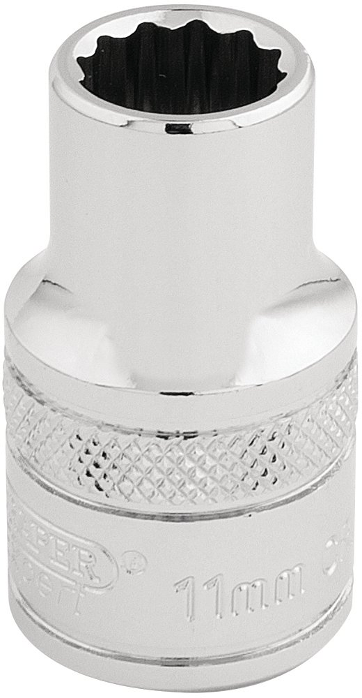Draper 11MM 12PT SOCKET 1/2DR PCKD 33095 1/2" Sq. Dr. Metric Sockets (Polished Chrome)