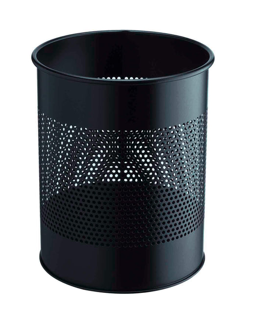 Durable Round Metal Perforated Waste Bin | Scratch Resistant Steel | 15L