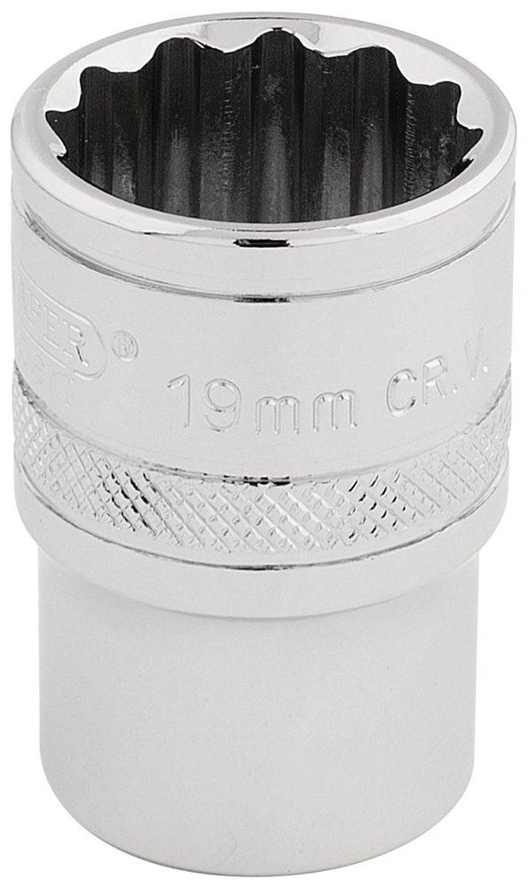 Draper 19MM 12PT SOCKET 1/2DR PCKD 33231 1/2" Sq. Dr. Metric Sockets (Polished Chrome)