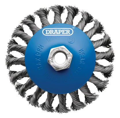 Draper BEVELLED WIRE WHEEL 115MM M14 08063 Steel Bevelled Twist-Knot Wire Wheel Brushes, M14