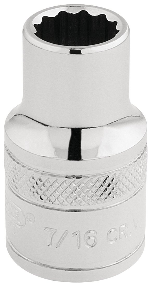 Draper 7/16AF 12PT SOCKET 1/2DR PCKD 33600 1/2" Sq. Dr. Imperial Sockets (Polished Chrome)