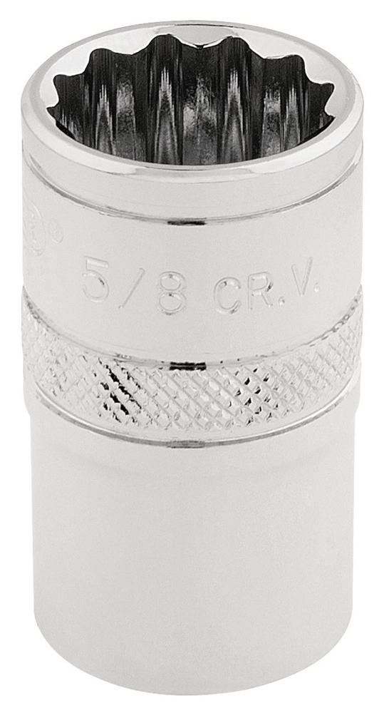 Draper 5/8AF 12PT SOCKET 1/2DR PCKD 33641 1/2" Sq. Dr. Imperial Sockets (Polished Chrome)