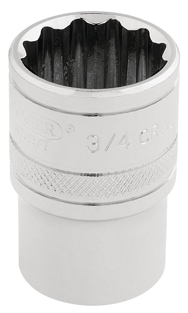 Draper 3/4AF 12PT SOCKET 1/2DR PCKD 33660 1/2" Sq. Dr. Imperial Sockets (Polished Chrome)