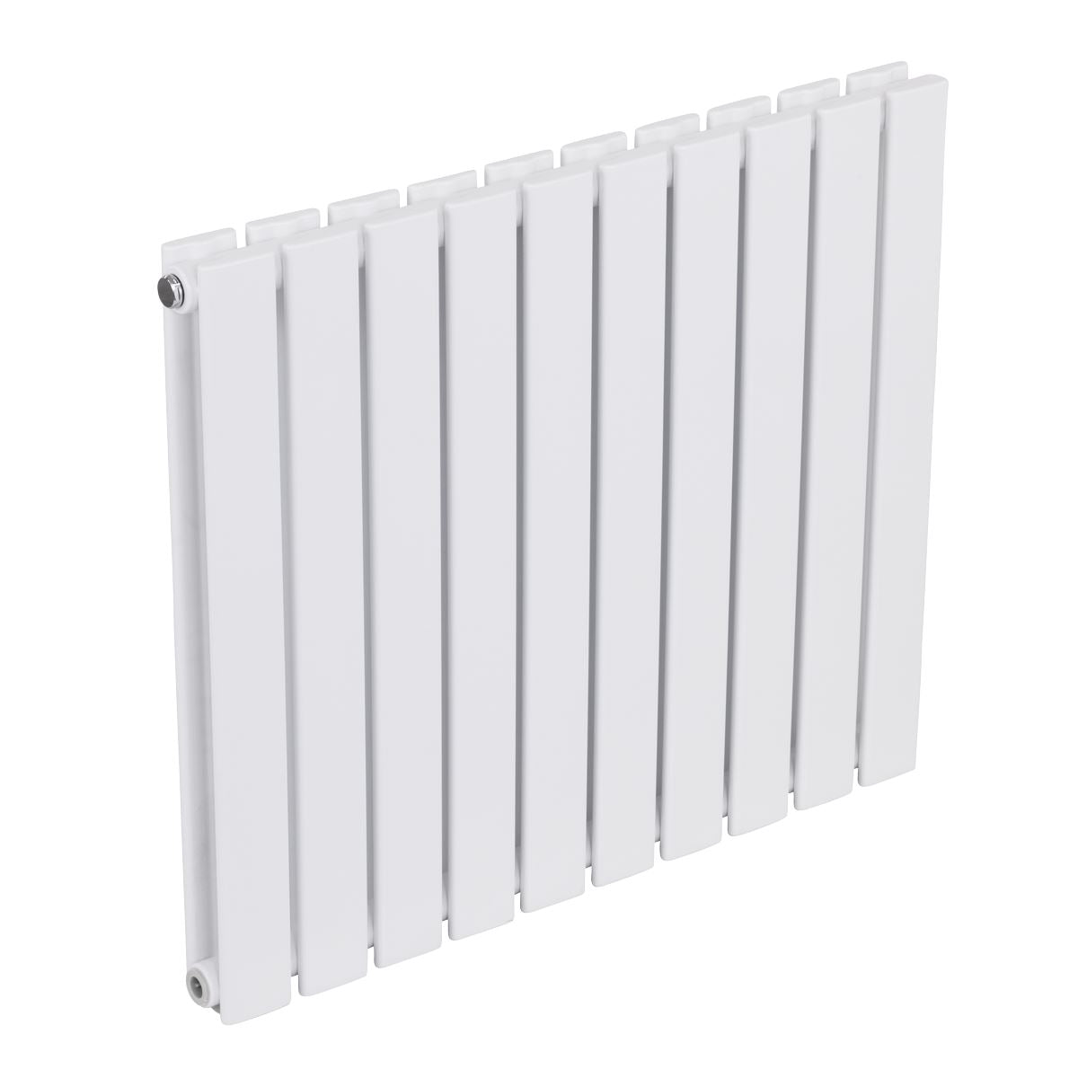 Baridi DH350 Horizontal Radiator Contemporary Double Flat Panel Design 600 x 700mm - White | Steel | Horizontal flat panel design delivers a BTU