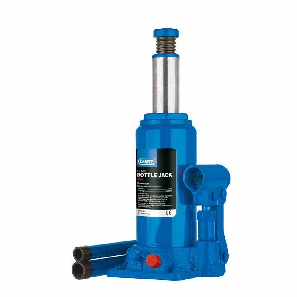 13069 Draper Hydraulic Bottle Jack, 6 Tonne BJ6-B Bottle Jacks Professional Trade DIY Workshop Garage Use