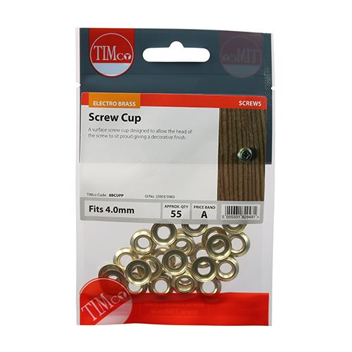TIMCO Surface Screw Cup - E/Brass To fit 8 Gauge Screws Pack 55