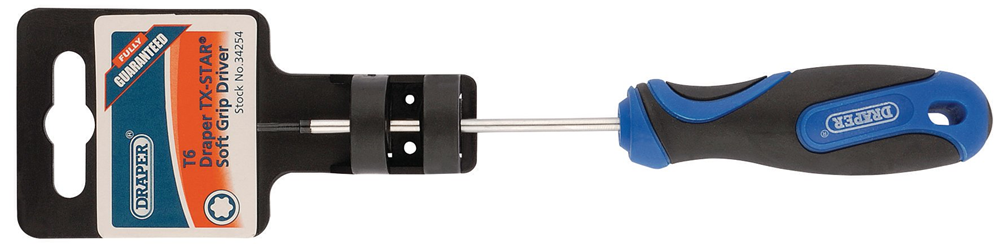 Draper T6X75MM TX-STAR S/DRIVER PCKD 34254 Draper TX-STARÂ® Soft Grip Screwdrivers