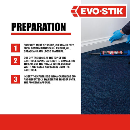 EVO-STIK Sticks Like Sh*t Turbo Adhesive, White , All Weather, Fast Setting, Extreme Temperature & Movement Resistant, 290ml