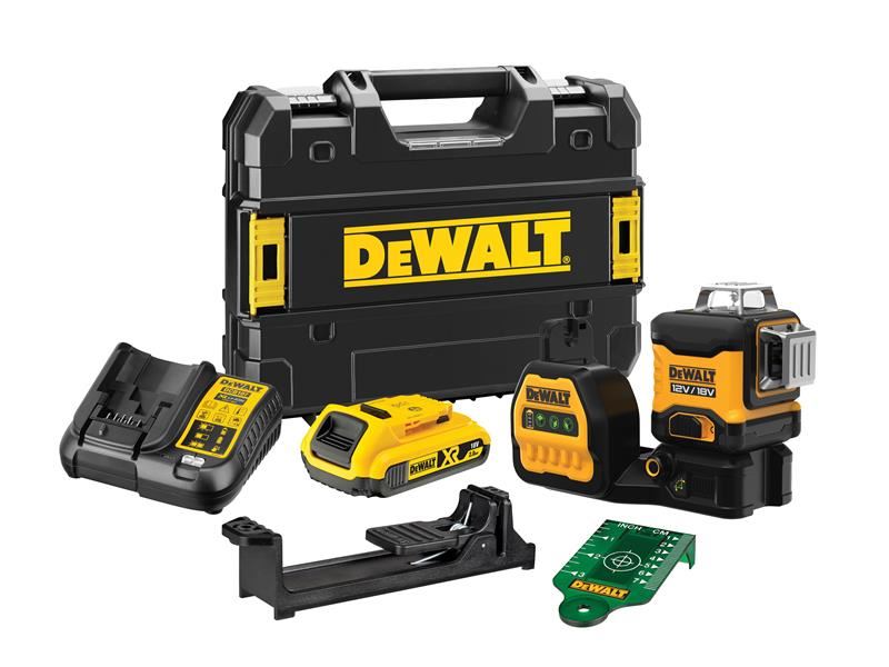 DeWalt DCE089D1G18-GB DCE089D1G18 3 x 360 Green Multi-Line Laser 12/18V 1 x 2.0Ah Li-ion