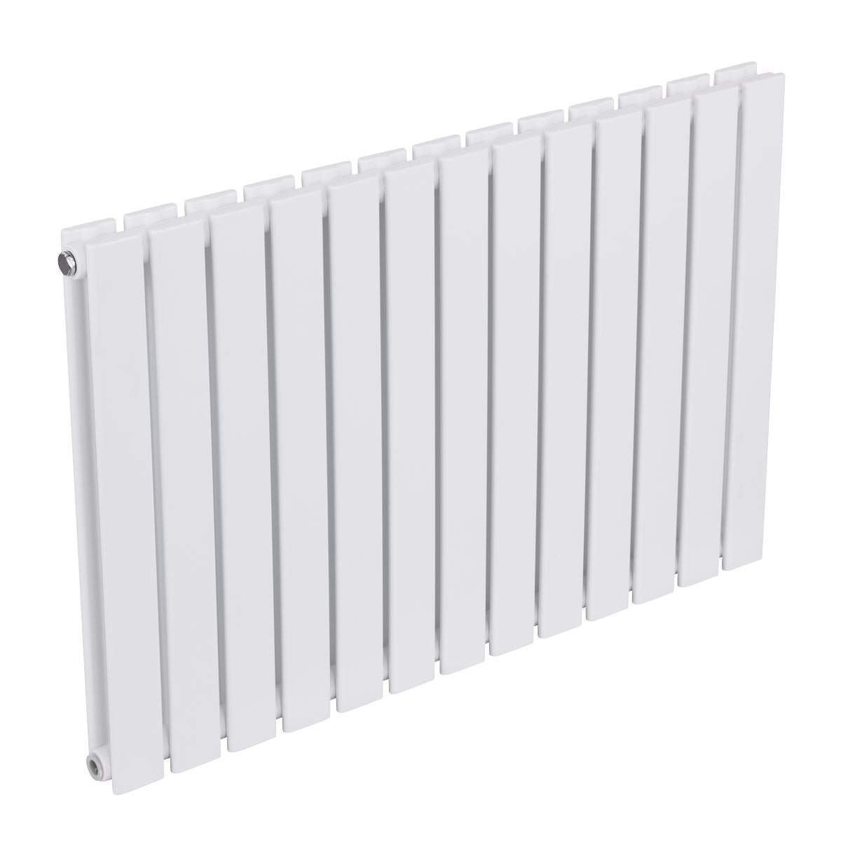 Baridi DH351 Horizontal Radiator Contemporary Double Flat Panel Design 600 x 910mm - White | Steel | Horizontal flat panel design delivers a BTU