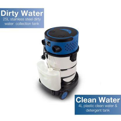 Hyundai HYCW1200E Carpet Cleaner 25L 18kPa Wet Dry Vac 1200W 2 in 1 Upholstery Cleaner Wet Vac Upholstery Wet Vacuum