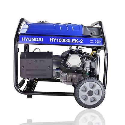 Hyundai HY10000LEK-2 Petrol Generator 8kW 10kVA Recoil Electric Start Portable Site Power Backup Power Portable Backup Site Power
