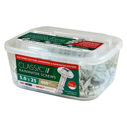 TIMCO Classic Rainwater Screw - Wht 6.0 x 40 White Pack 200