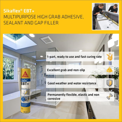 Sika Sikaflex EBT+ Multi-Purpose Adhesive, Sealant and Gap Filler – All Colours and Pack Sizes for Building, Repairs and Maintenance