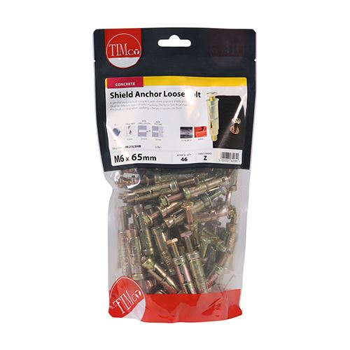 TIMCO Shield Anchor Loose Bolt - ZYP M6:25L (M6 x 65) Gold Pack 46