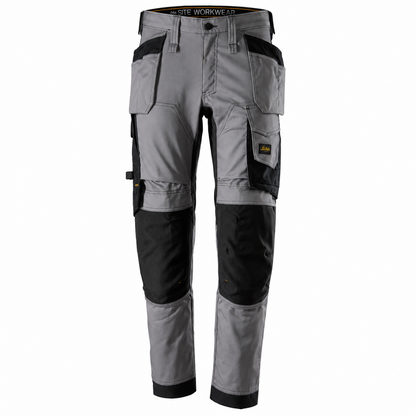 Snickers AllroundWork, Stretch Trousers Holster Pockets Waist 31" Grey, Black
