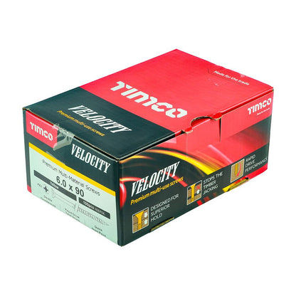 TIMCO Velocity Screw PZ3 CSK ZYP 6.0 x 90 Gold Pack 100