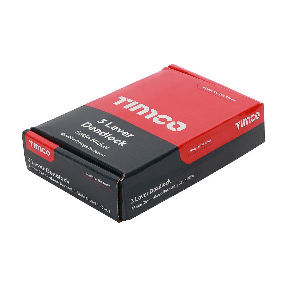TIMCO 3 Lever Deadlock Sat. Nickel 65mm Pack 1