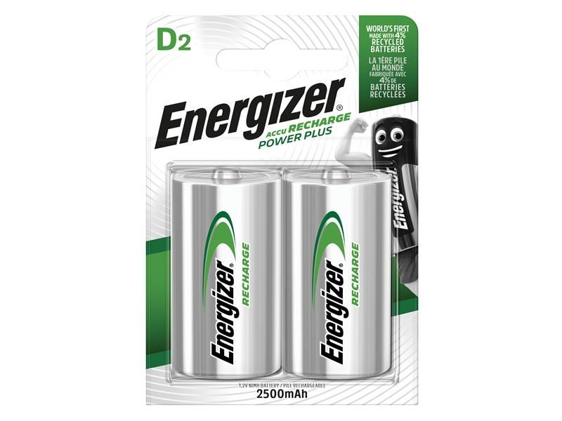 Energizer� S639 Recharge Power Plus D Cell Batteries RD2500 mAh (Pack 2)