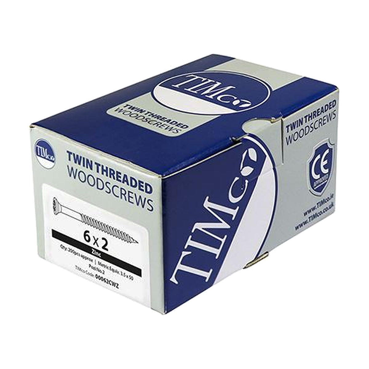 TIMCO Twin Woodscrew PZ2 CSK Zinc 8 x 3 Silver Pack 100