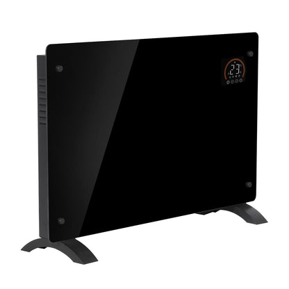 Baridi DH139 Electric Glass Panel Heater, 2000W, Thermostat Controlled Radiator with 24Hr 7 Day Timer, Wi-Fi Enabled, Remote Control, Black | 230V