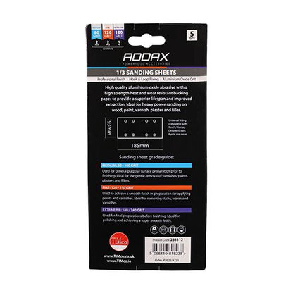 TIMCO Punched 1/3 Sand Sheet P180 93 x 185mm Red Pack 5