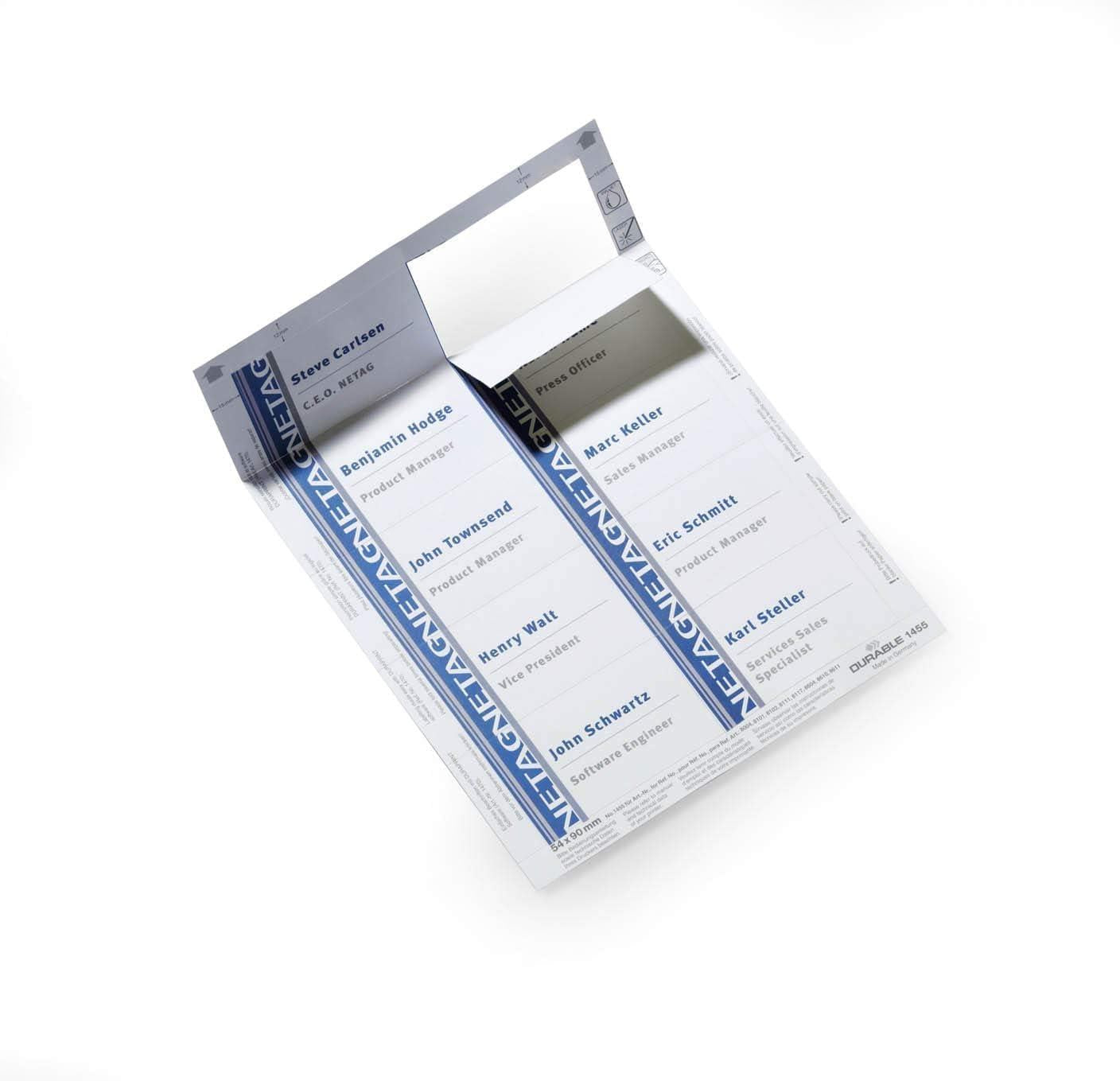 Durable BADGEMAKER Name Badge Inserts 54x90mm White Pack of 200 | Durable Badge Inserts for Office, Warehouse and Workplace Use