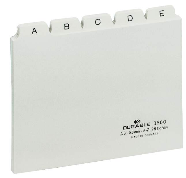 Durable 5 Part Alphabetical A-Z Reinforced Index Dividers | A6 Landscape | White