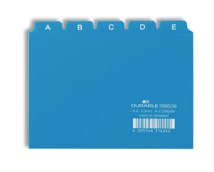 Durable 5 Part Alphabetical A-Z Reinforced Index Dividers | A6 Landscape | Blue