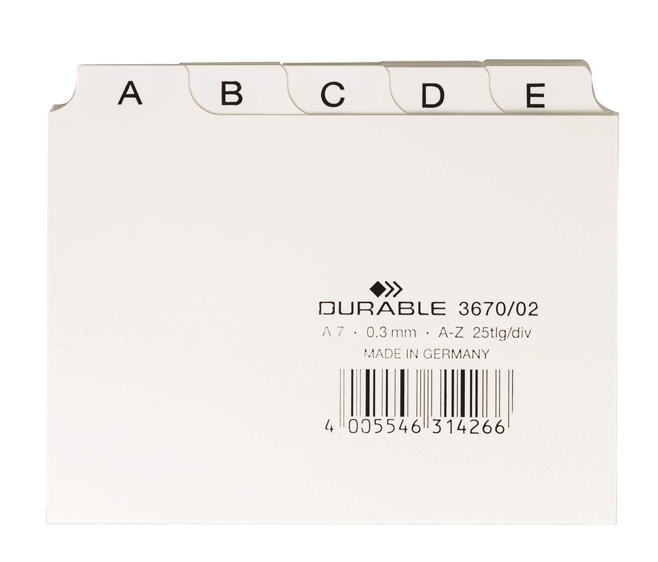 Durable 5 Part Alphabetical A-Z Reinforced Index Dividers | A7 Landscape | White