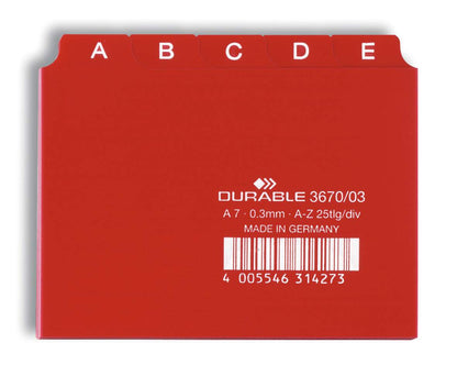 Durable 5 Part Alphabetical A-Z Reinforced Index Dividers | A7 Landscape | Red