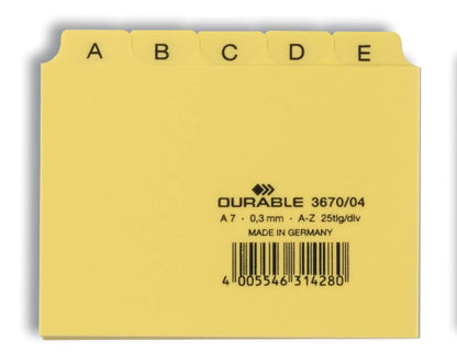 Durable 5 Part Alphabetical Reinforced Index Dividers | A7 Landscape | Yellow